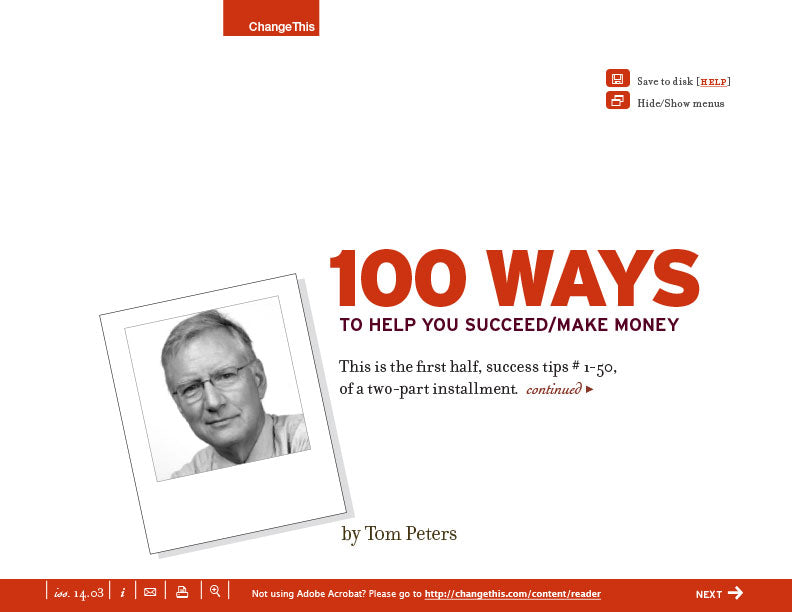 100 Ways to Help You Succeed/Make Money, Part 1
