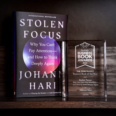 <i>Stolen Focus</i> by Johann Hari is the 2022 Porchlight Business Book of the Year