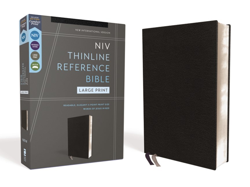 Niv, Thinline Reference Bible, Large Print, European Bonded Leather, Black, Red Letter, Comfort Print