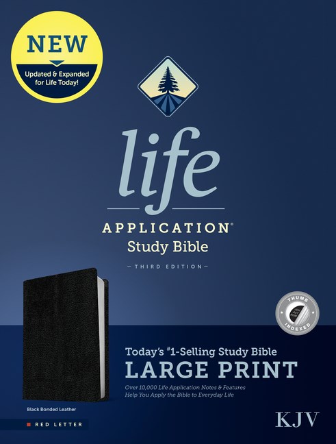 KJV Life Application Study Bible, Third Edition, Large Print (Red Letter, Bonded Leather, Black, Indexed)