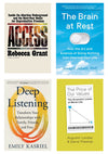 Collage of four book covers, clockwise from top left: Access, The Brain at Rest, The Price of Our Values, and Deep Listening