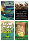Collage of four book covers, clockwise from top left: I Cheerfully Refuse, The Invention of Prehistory, You Can't Market Manure at Lunchtime, and We Loved It All