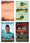 Collage of four book covers, clockwise from top left: Left Behind, Slippery Beast,We the Poisoned, and Take Care of Them Like My Own