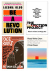 Collage of four book covers, clockwise from top left: Be a Revolution, The Friction Project, Read Write Own, and Race Rules