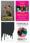 Collage of four books, from left to right: American Bulk, The Icon and the Idealist, Terrible Beauty, and Oil
