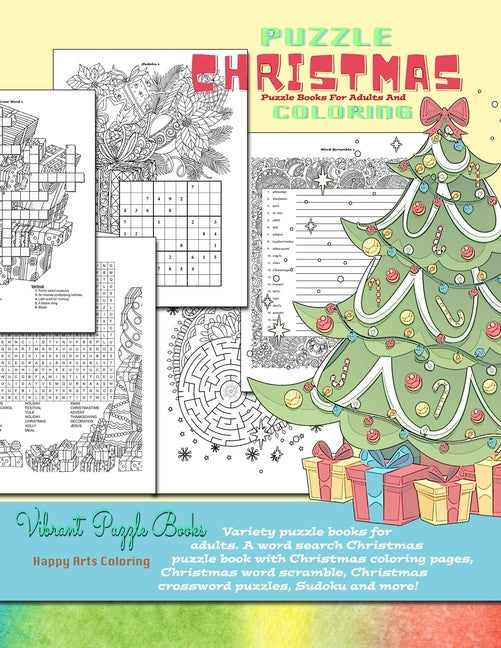 CHRISTMAS puzzle books for adults and coloring. Variety puzzle books for adults. A word search Christmas puzzle book with Christmas coloring pages, Ch