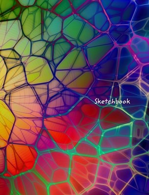  Sketchbook: Large Colorful Abstract Polygon Design Drawing Book