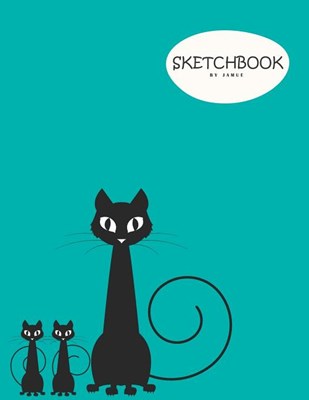 Sketchbook: Character cute cat sitting blue cover (8.5 x 11) inches 110 pages, Blank Unlined Paper for Sketching, Drawing, Whiting