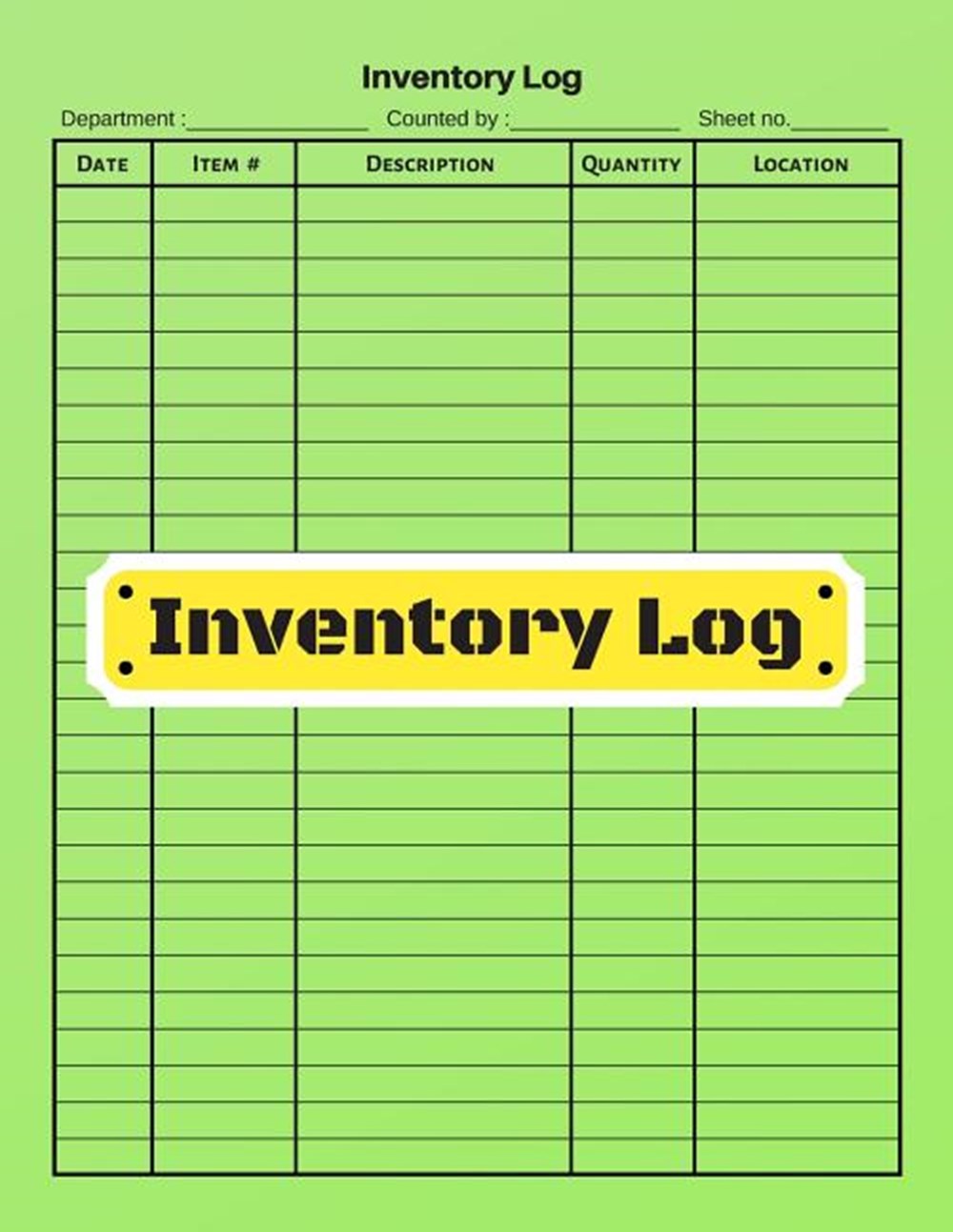 Inventory log V.9 - Inventory Tracking Book, Inventory Management and Control, Small Business Bookke
