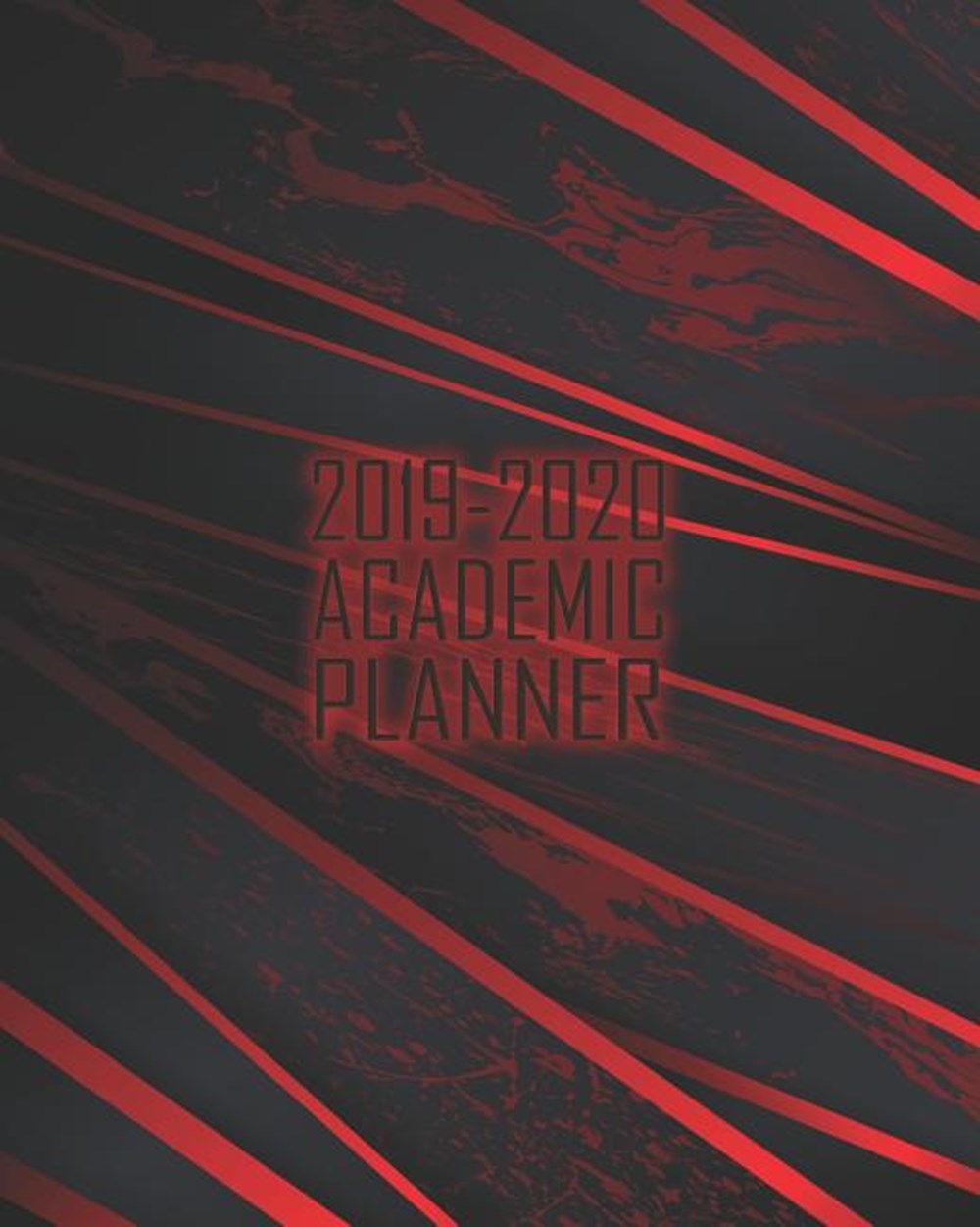 Academic Planner 2019-2020 Bold Black Red Modern Heavy Metal Abstract Weekly & Monthly Dated High Sc