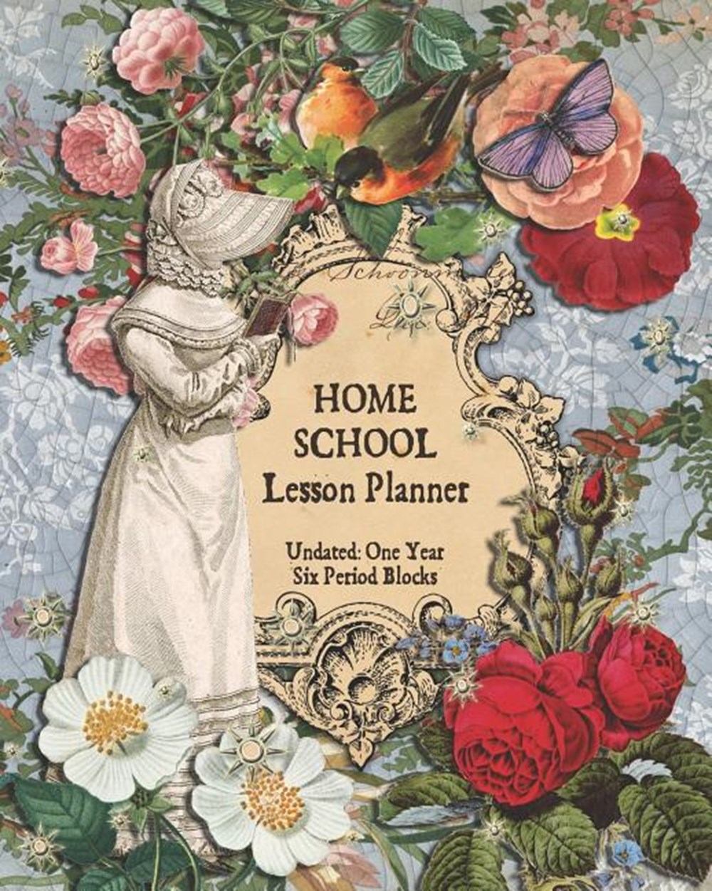 Homeschool Lesson Planner Days Horizontally Across the Top, Romantic Undated 52 Weeks Record Academi