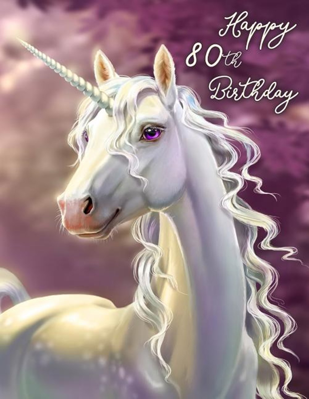 Happy 80th Birthday: Large Print Address Book with Pretty Unicorn Design. Forget the Birthday Card a