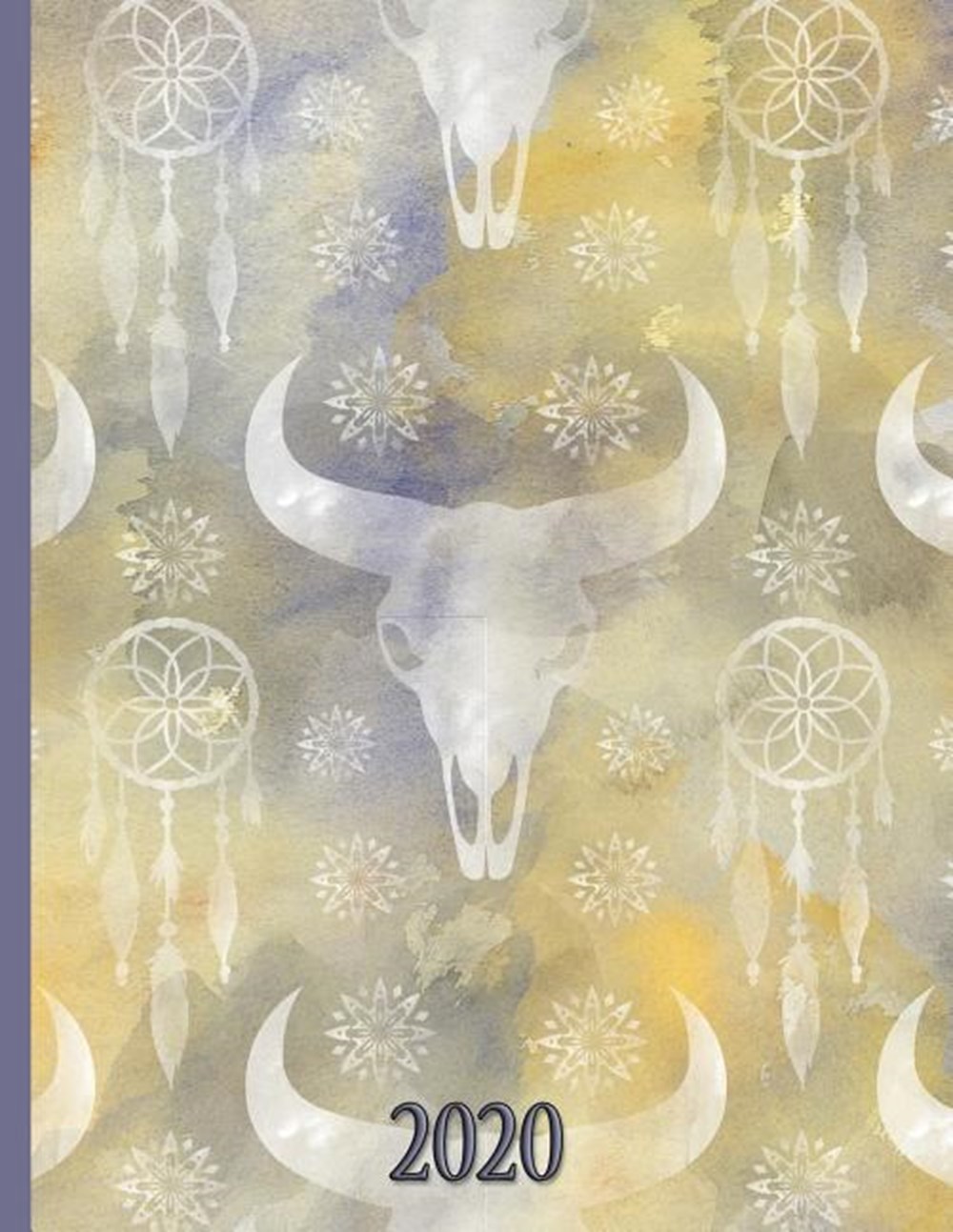 Prairie Paper Watercolor Cow Skull and Feathers 2020 Schedule Planner and Organizer / Weekly Calenda