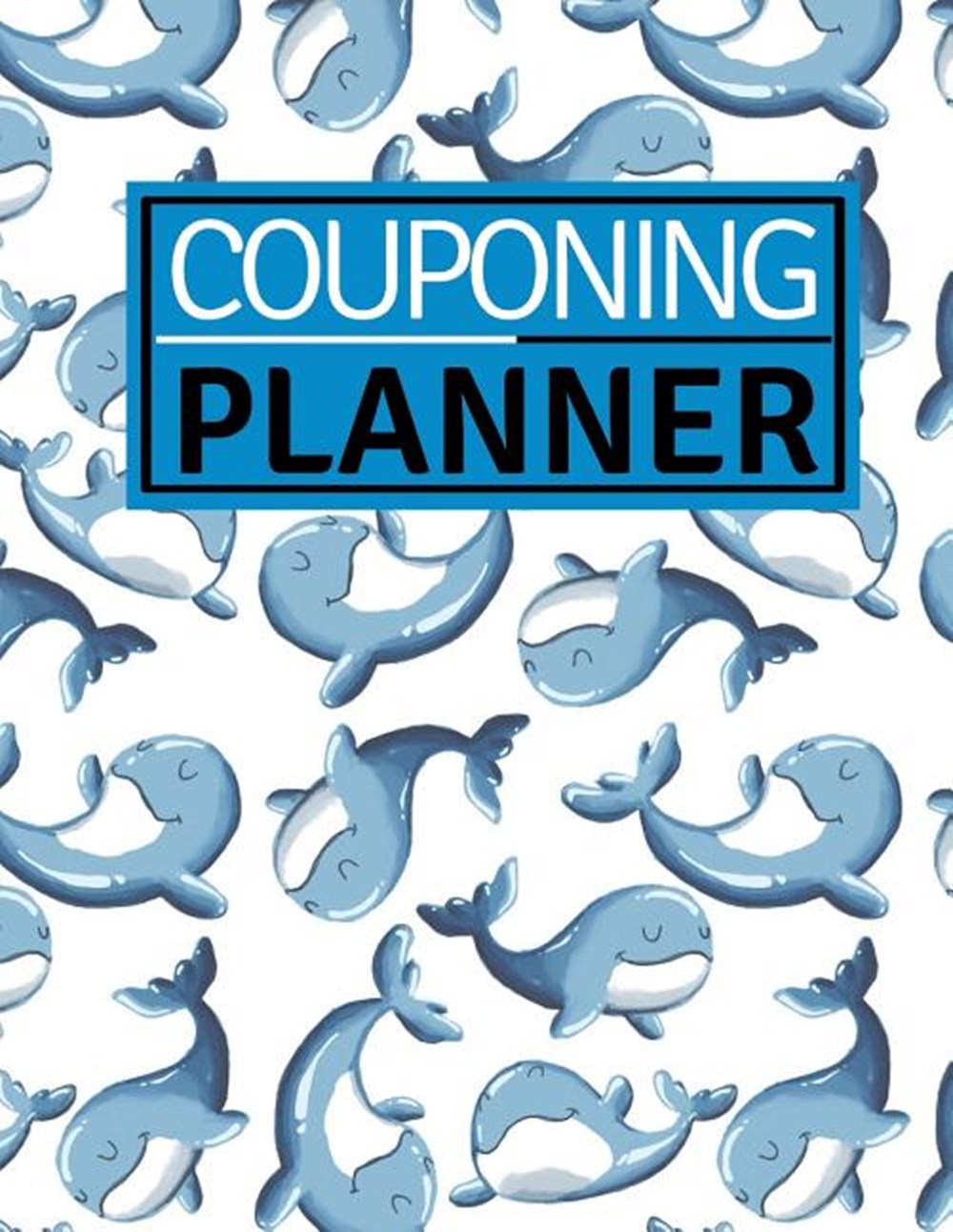 Couponing Planner Couponing Book Organizer w/ Cute Adorable Blue Whale Fish in White Cover Gift