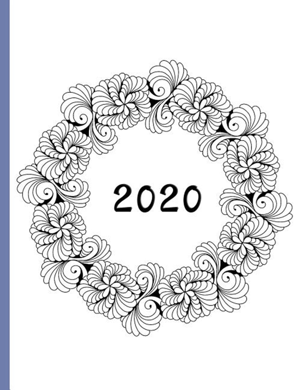 Spiral Wreath Black and White 2020 Schedule Planner and Organizer / Weekly Calendar