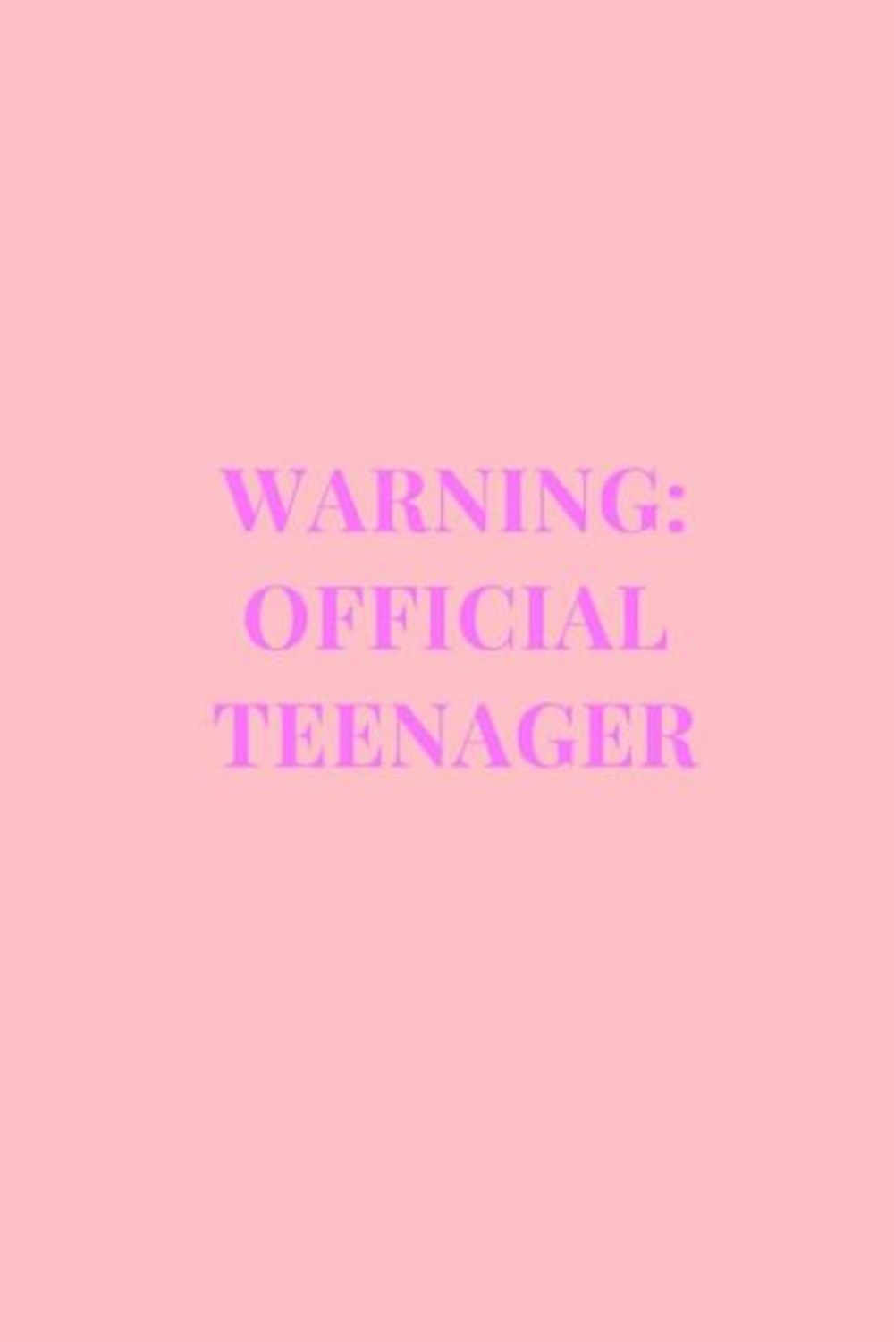 Warning Official Teenager: Pink Gag Gift Funny Lined Notebook Journal