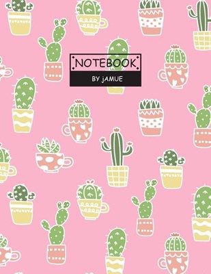 Notebook: Cute cactus in pot pink cover and Lined pages, Extra large (8.5 x 11) inches, 110 pages, White paper