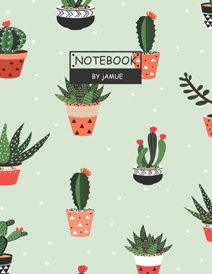 Notebook: Seamless pattern with cactus green cover and Lined pages, Extra large (8.5 x 11) inches, 110 pages, White paper