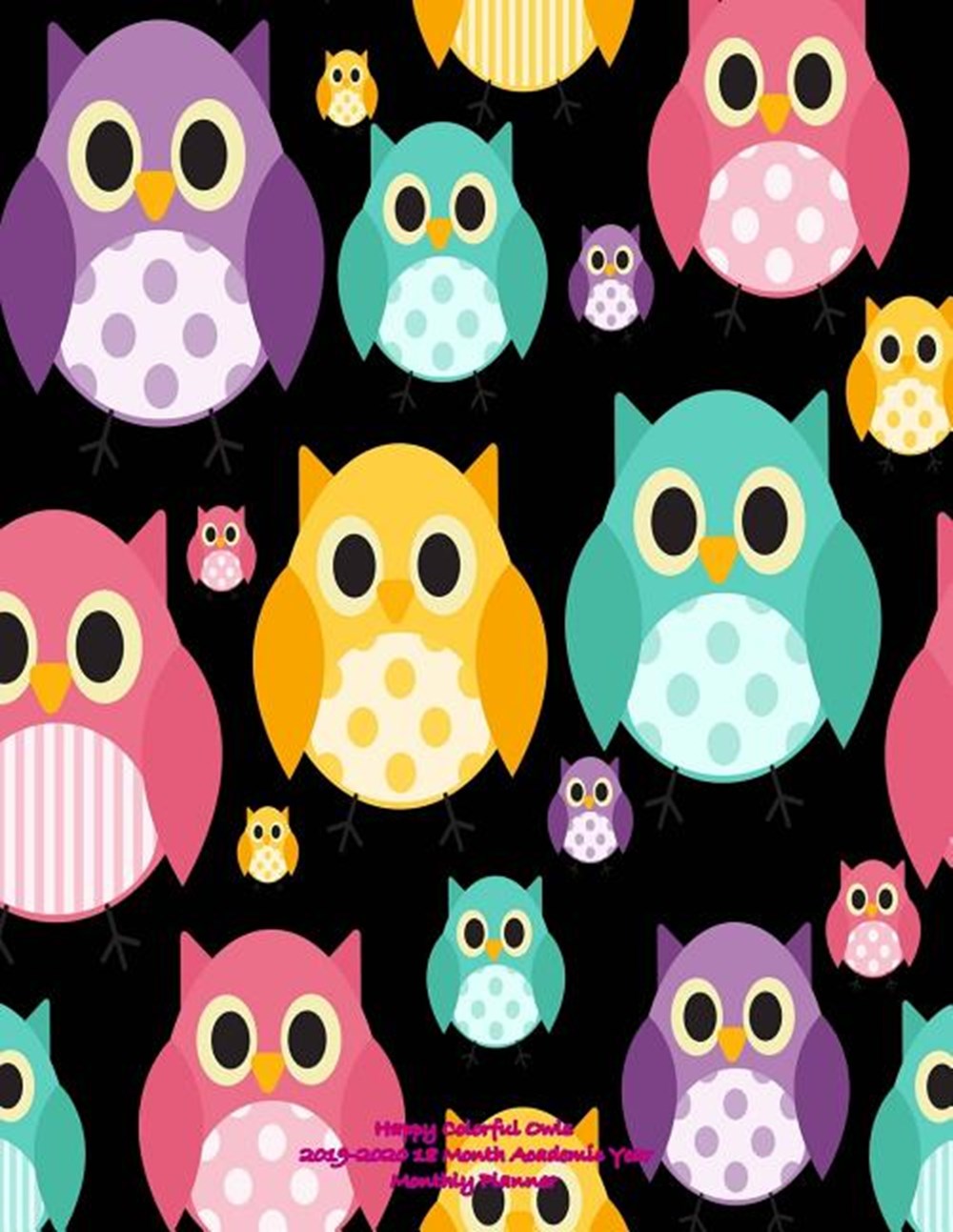 Happy Colorful Owls 2019-2020 18 Month Academic Year Monthly Planner July 2019 To December 2020 Cale