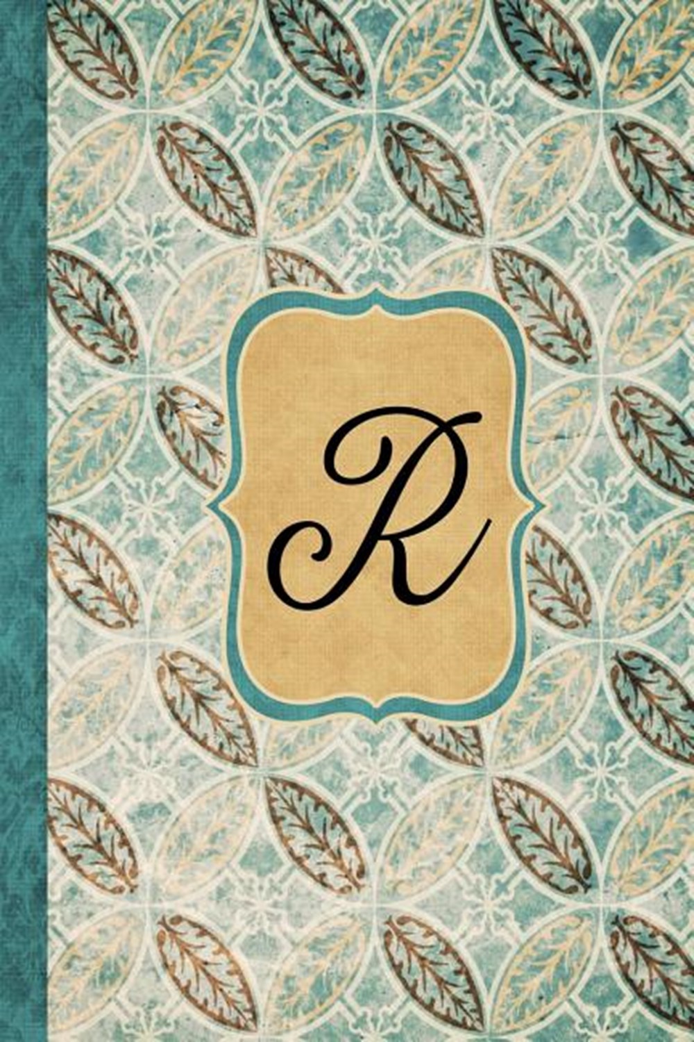 R Beautiful Monogram Journal R, Vintage Pattern Style with lined pages