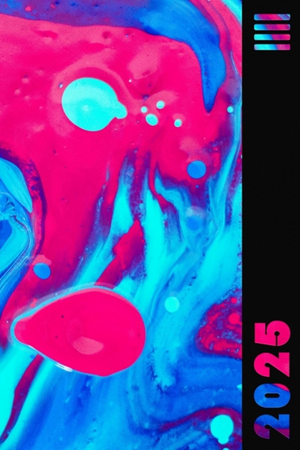 2025 Black & Blue Abstract Pollock Weekly Calendar Planner Organizer