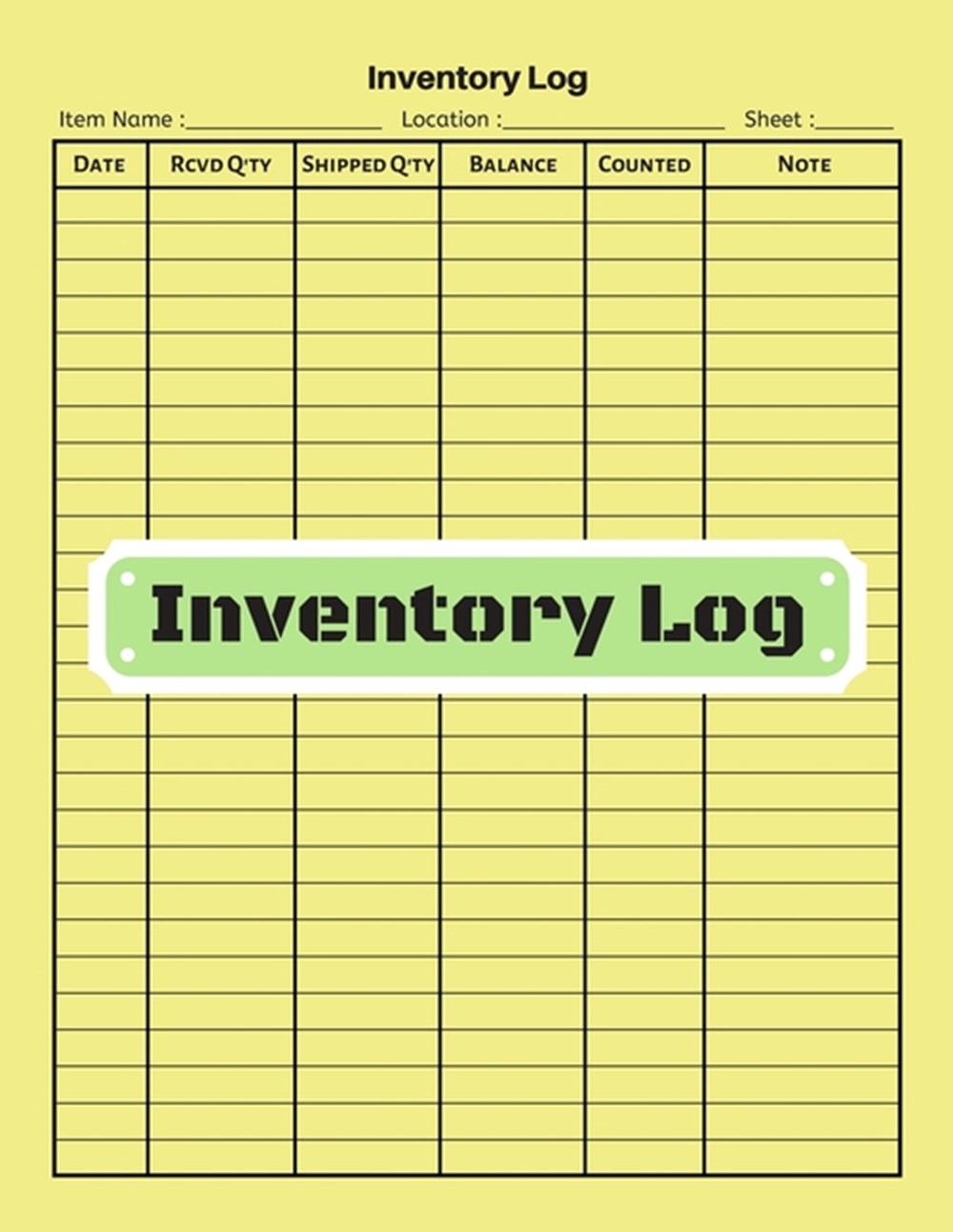 Inventory log V.9 - Inventory Tracking Book, Inventory Management and Control, Small Business Bookke