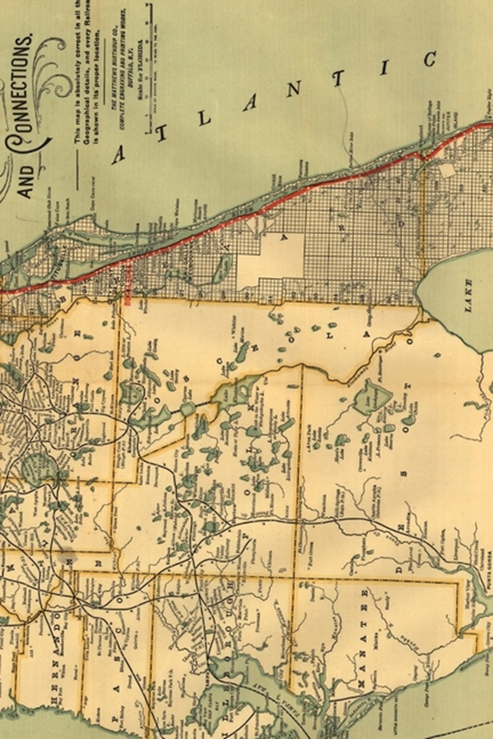 20th Century Map of the Peninsula of Florida and Adjacent Islands / Jacksonville, St. Augustine, and