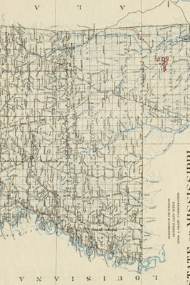 1890 Map of the State of Mississippi - A Poetose Notebook / Journal / Diary (50 pages/25 sheets)