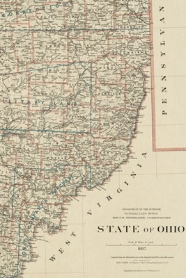 1887 Map of Ohio - a Poetose Notebook / Journal / Diary (50 Pages/25 Sheets)