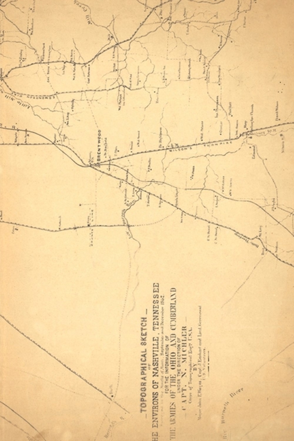 19th Century Topographical Map of Nashville, Tennessee - A Poetose Notebook / Journal / Diary (50 pa