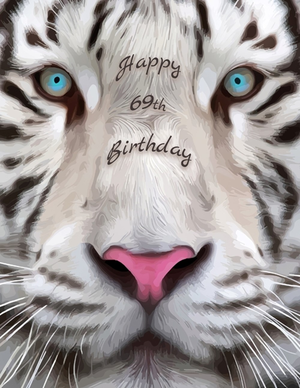 Happy 69th Birthday Large Print Phone Number and Address Book for Seniors with Beautiful White Tiger