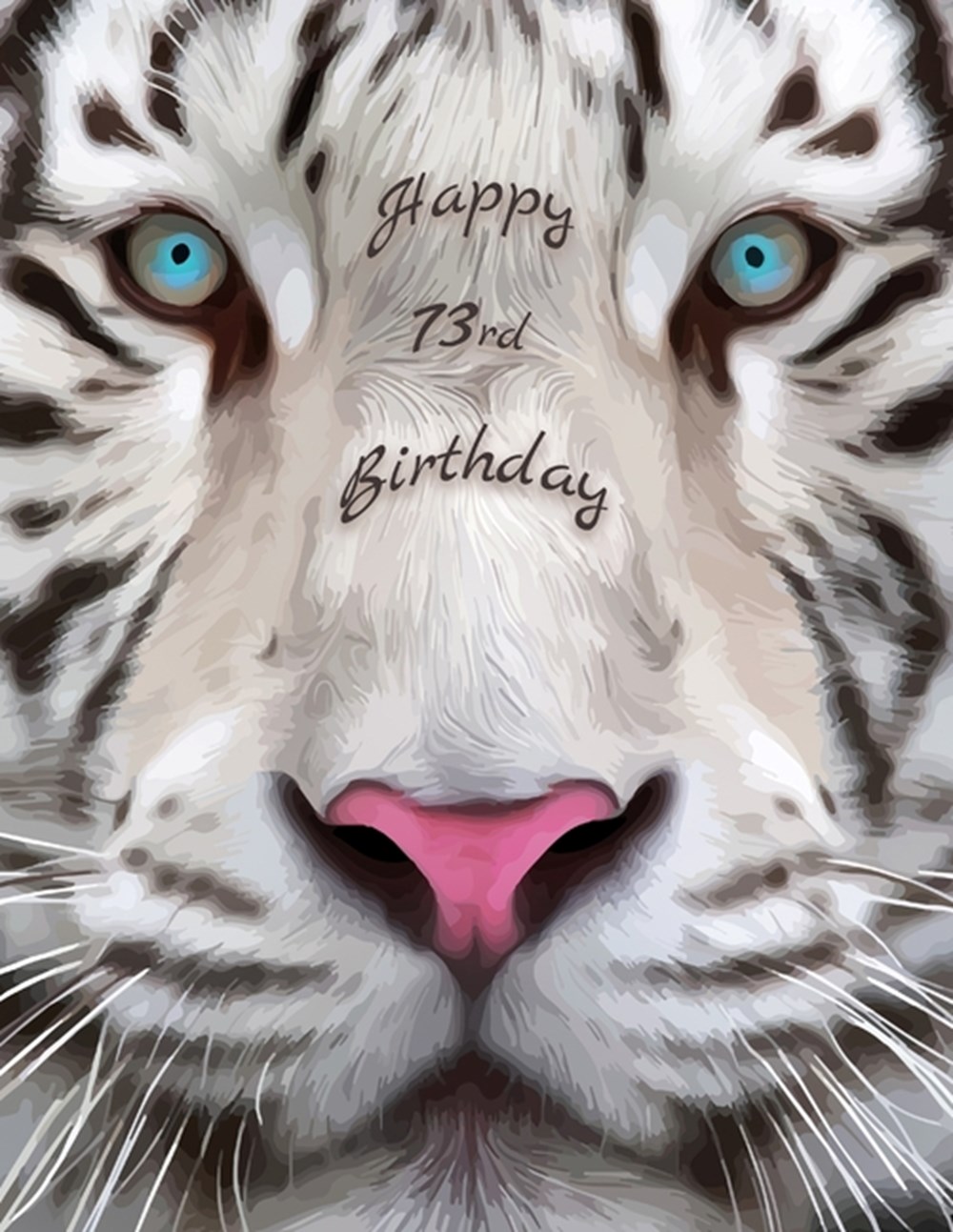 Happy 73rd Birthday Large Print Phone Number and Address Book for Seniors with Beautiful White Tiger