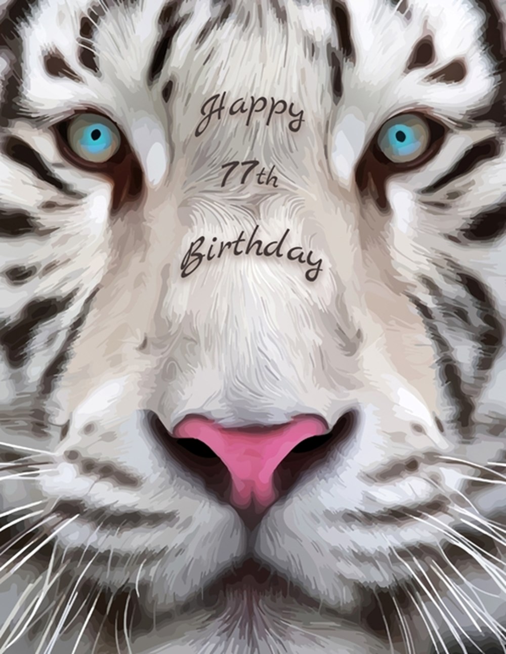 Happy 77th Birthday Large Print Phone Number and Address Book for Seniors with Beautiful White Tiger