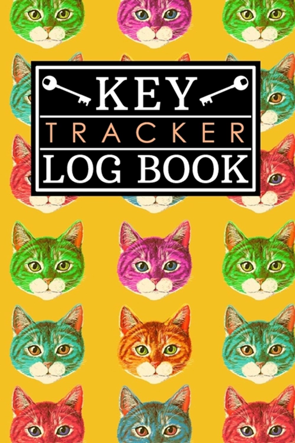 Key Tracker Log Book Cute Colorful Animal Cat Pattern in Yellow Cover Gift