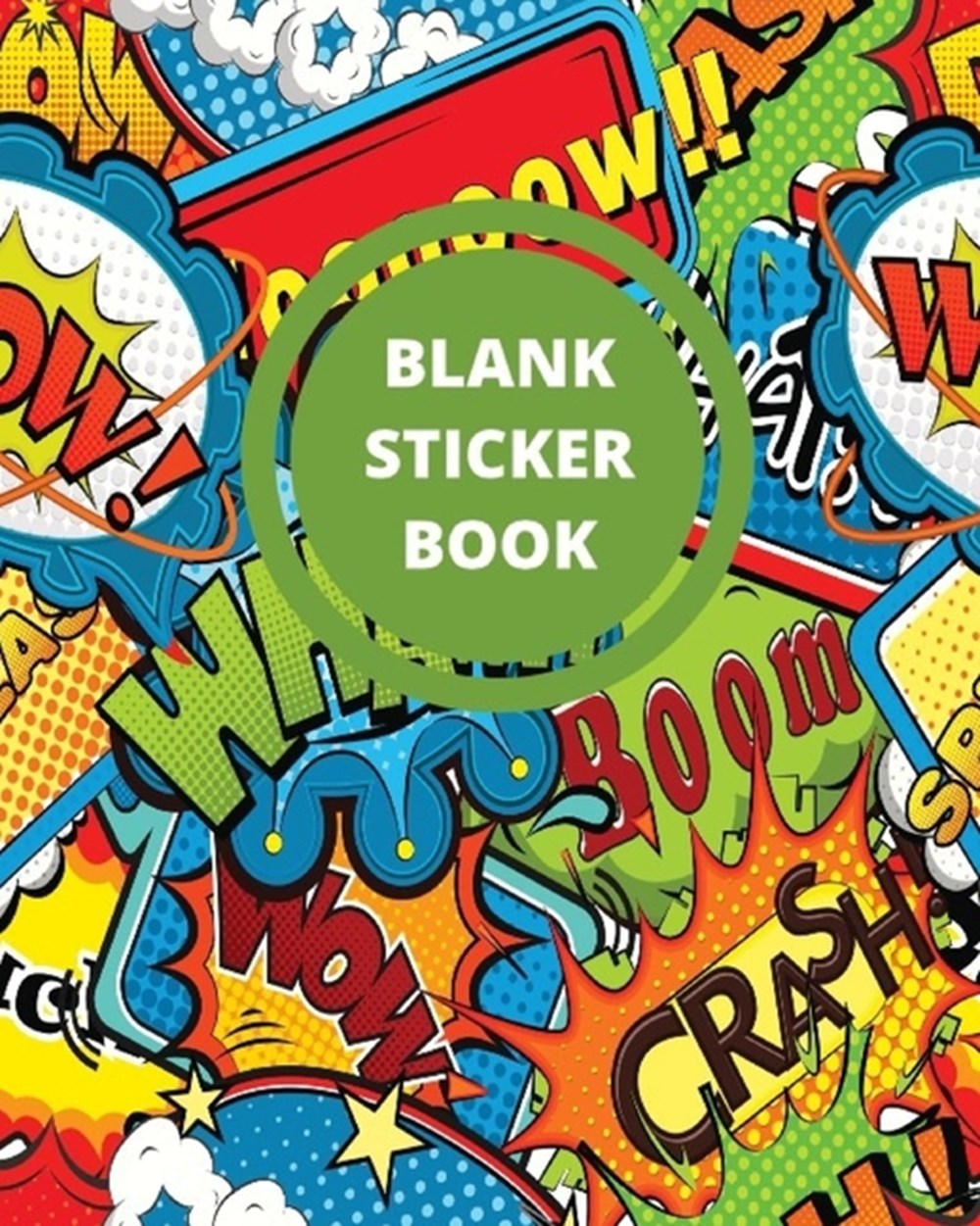 Blank Sticker Book Comic Book Green and Red Adventure Superhero Blank Sticker Album, Sticker Album F