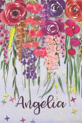 Angelika: Personalized Lined Journal - Colorful Floral Waterfall (Customized Name Gifts)