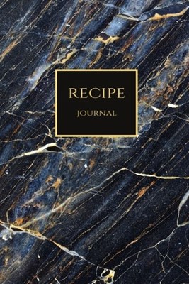 Recipe Journal: Dark Blue Gold Swirls Blank Recipe Journal Book to Write In Favorite Recipes and Notes. Cute Personalized Empty Cookbo