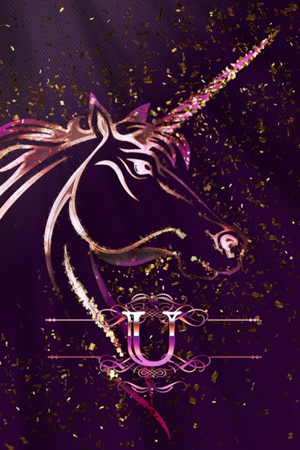 U Monogram Initial Letter U Gratitude Journal For Unicorn Lovers & Believers, 6x9, 100 Pages (50 She