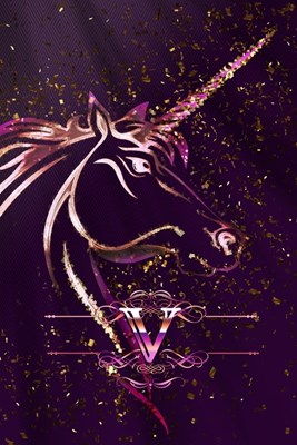 V: Monogram Initial Letter V Gratitude Journal For Unicorn Lovers & Believers, 6x9, 100 Pages (50 Sheets) With Prompts Fo