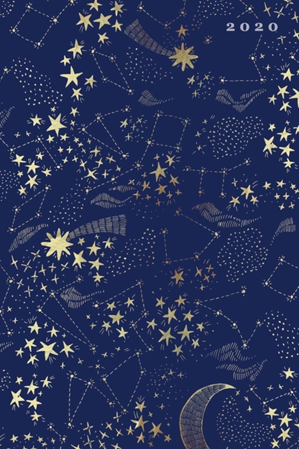 2020: Weekly + Monthly View - Moon, Constellation + Galaxy in Gold - 6x9 in - 2020 Calendar Organize