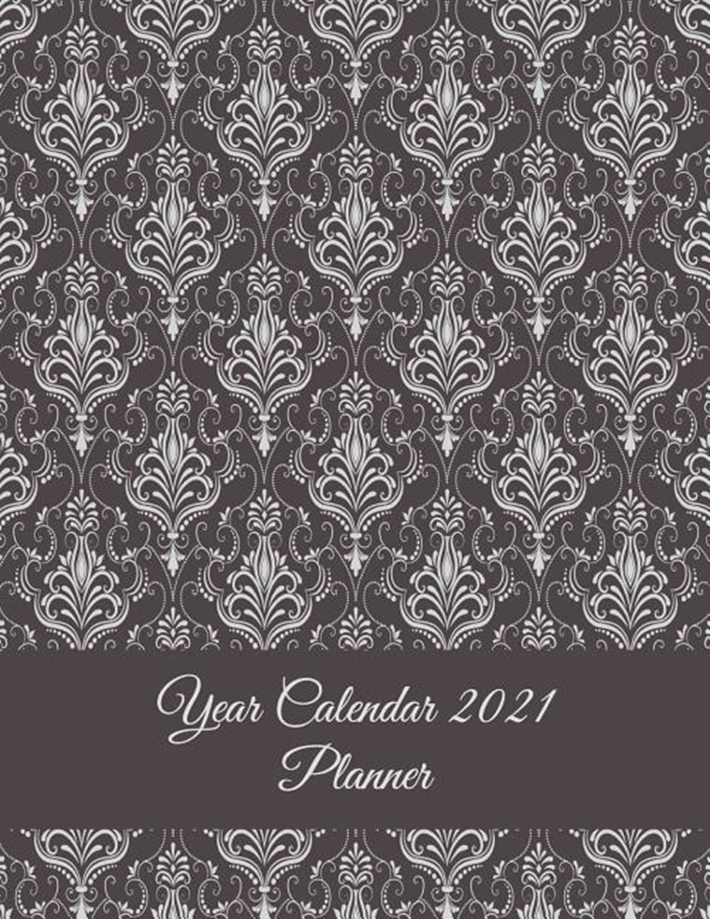 Year Calendar 2021 Planner Art Mandala Brown Design, Yearly Calendar Book 2021, Weekly/Monthly/Yearl