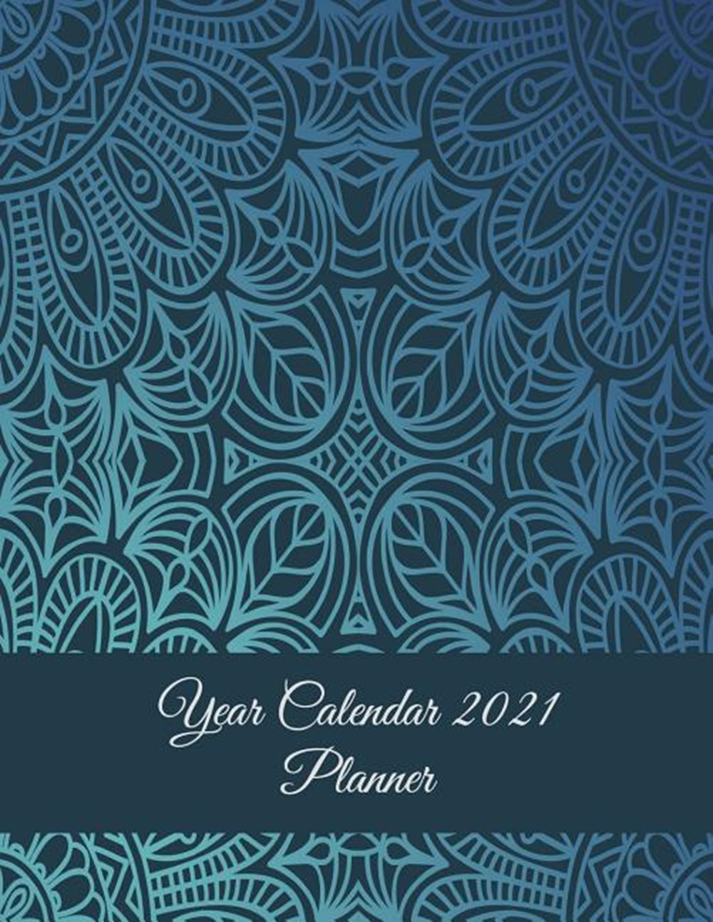 Year Calendar 2021 Planner Art Mandala Brown Design, Yearly Calendar Book 2021, Weekly/Monthly/Yearl