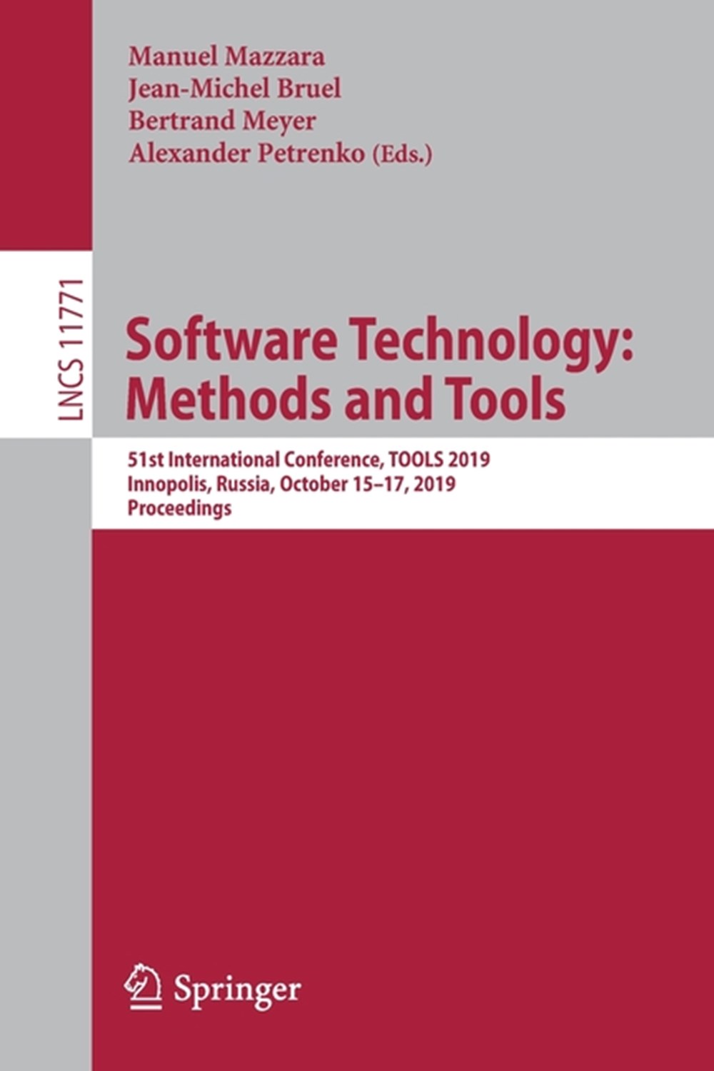 Software Technology: Methods and Tools: 51st International Conference, Tools 2019, Innopolis, Russia